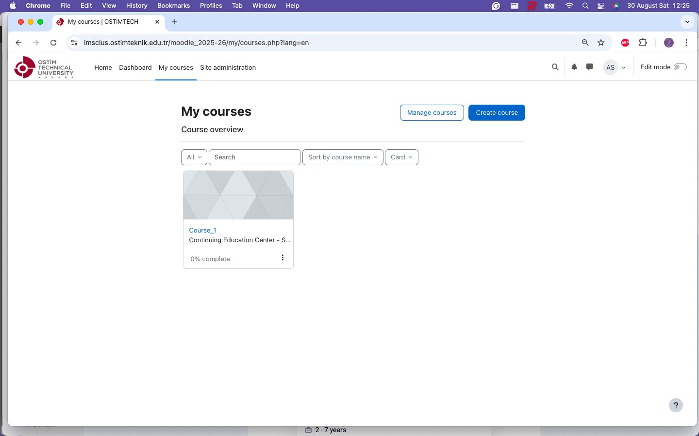 My courses tab